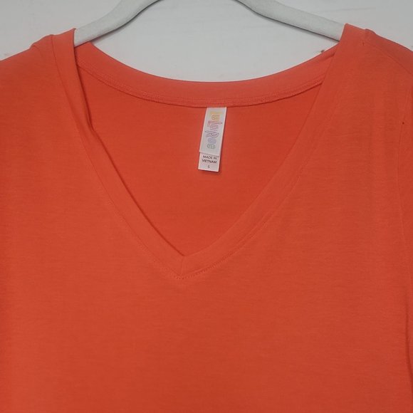 LuLaRoe Christy T Orange V-Neck Top - Picture 3 of 7